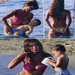 Emanuela Folliero nuda o quasi in spiaggia. Foto estate 2009 su Novella 2000
